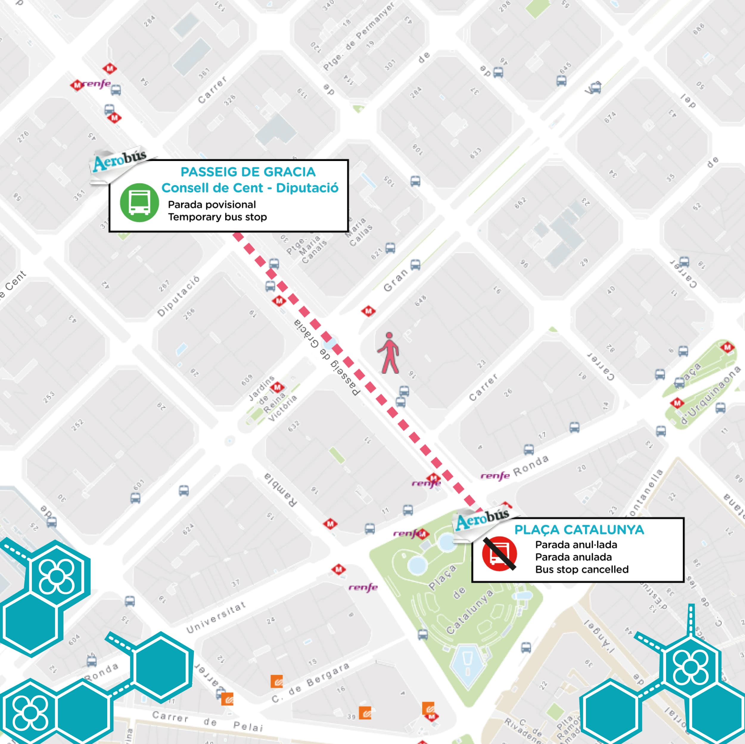 Mapa parada provisional a Pg. Gràcia