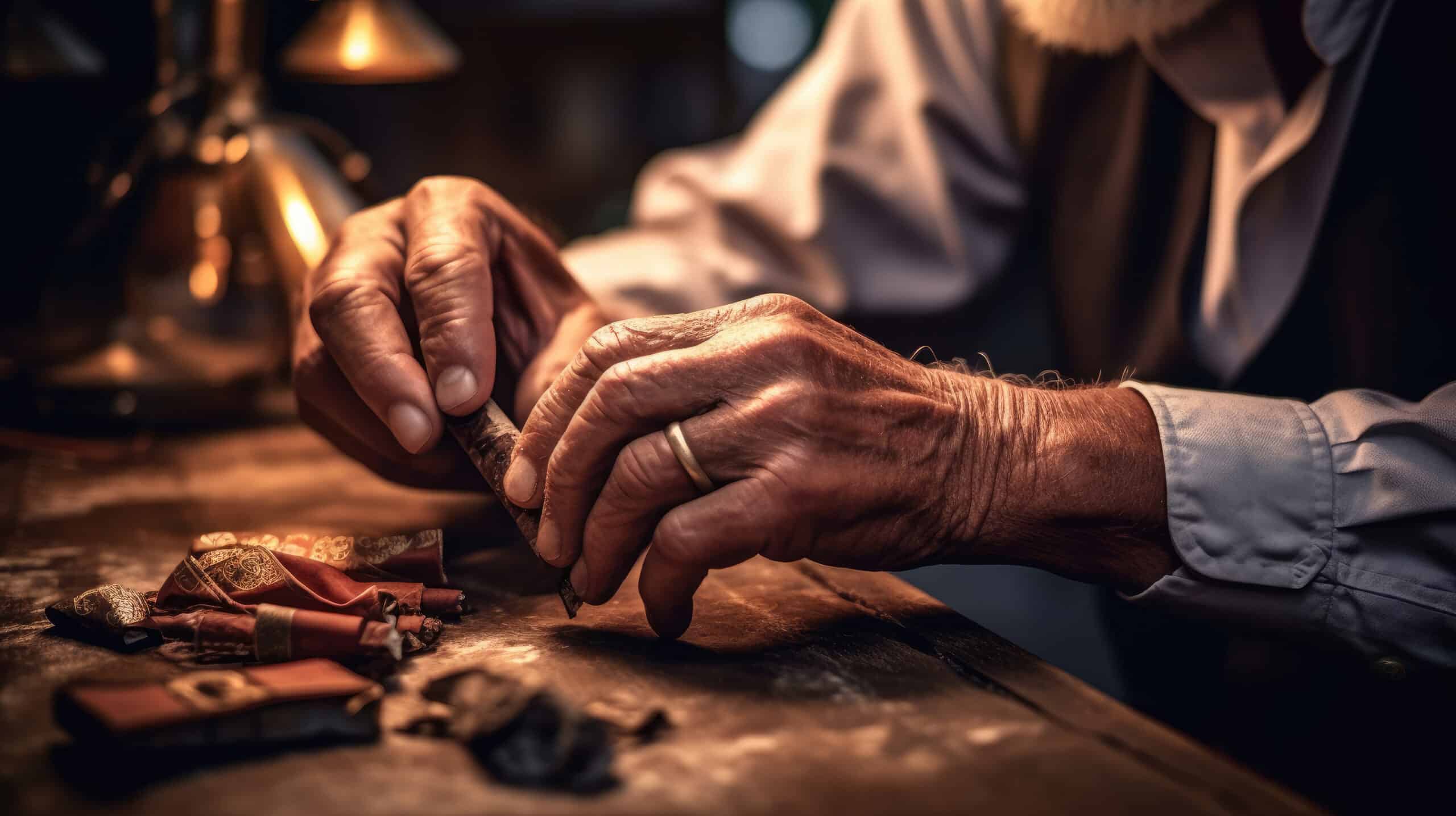 Manos de un hombre manipulando un objeto