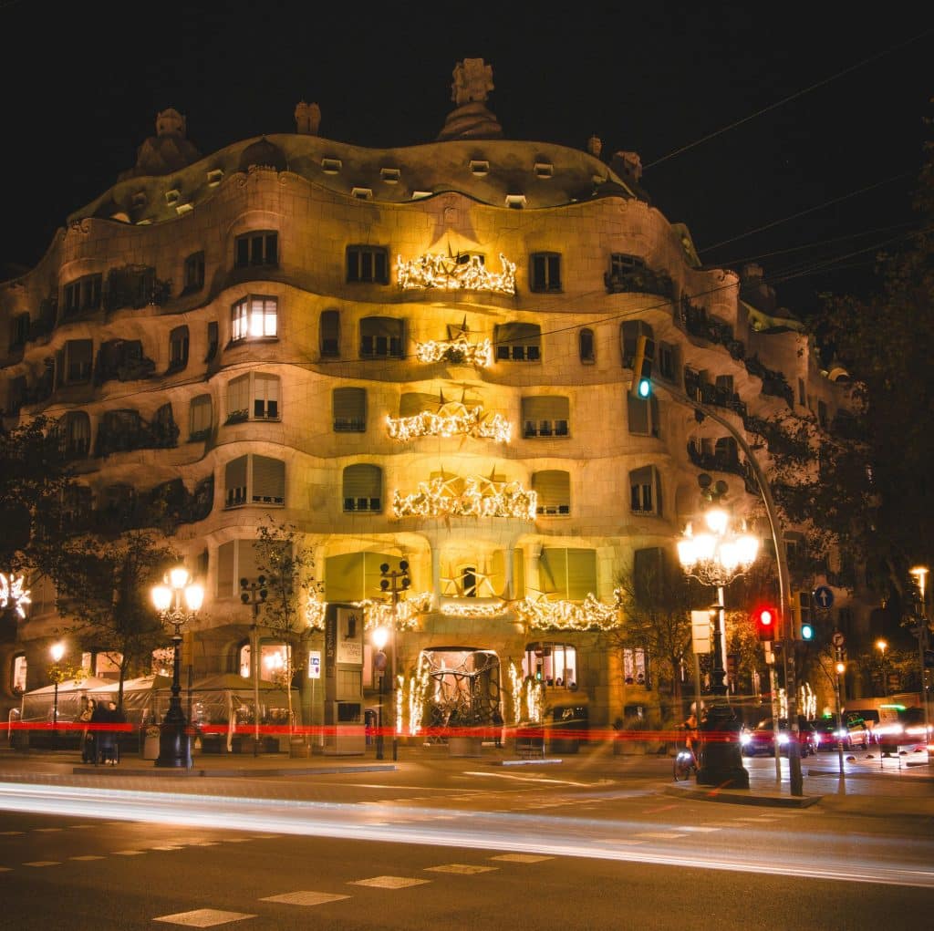 La Pedrera at night