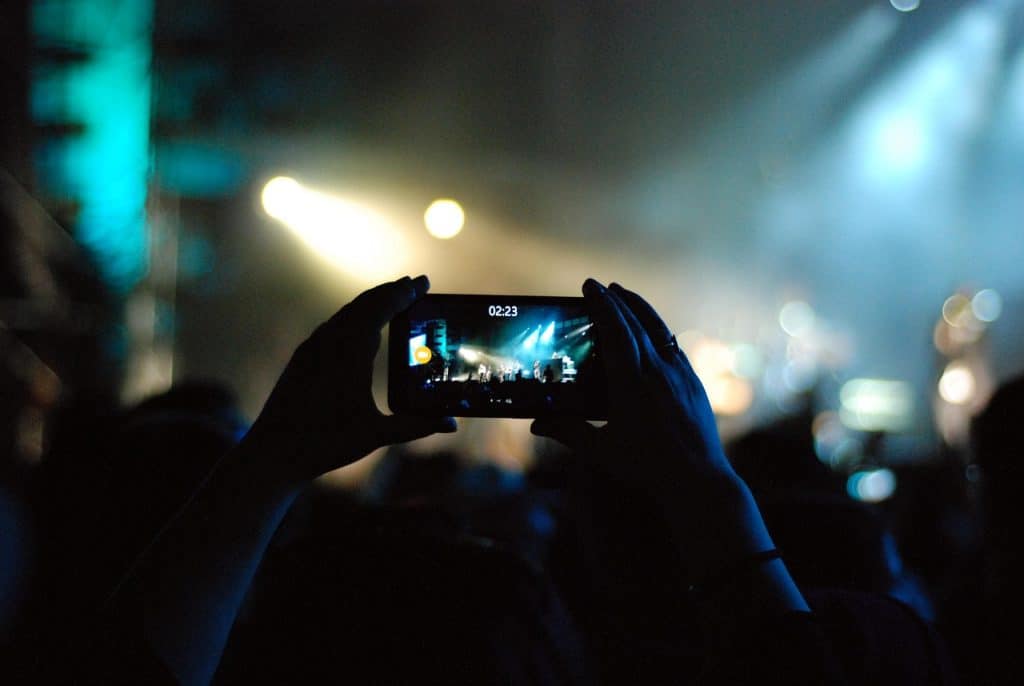 Mobile phone recording at a concert